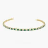 925 Sterling Silver Prong Setting Diamond and Emerald Tennis Bracelet