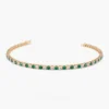 925 Sterling Silver Prong Setting Diamond and Emerald Tennis Bracelet - Image 6