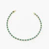 925 Sterling Silver Prong Setting Diamond and Emerald Tennis Bracelet - Image 7