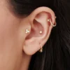 925 sterling silver stud piercing with prong-set CZ diamond