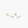 Minimal diamond stud piercing in sterling silver and thick gold plating