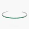 925 Sterling Silver Prong Setting Emerald Tennis Emerald Bracelet for Women - Image 3