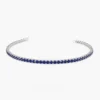 925 Sterling Silver Prong Setting Sapphire Tennis Bracelet - Image 4