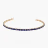 925 Sterling Silver Prong Setting Sapphire Tennis Bracelet - Image 6