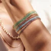 925 Sterling Silver Prong Setting Sapphire Tennis Bracelet - Image 9
