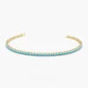 925 Sterling Silver Prong Setting Turquoise Tennis Bracelet - Image 2