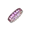 925 Sterling Silver Purple Amethyst Emerald Cut Eternity Band