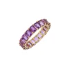 925 Sterling Silver Purple Amethyst Emerald Cut Eternity Band - Image 3