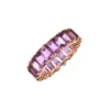 925 Sterling Silver Purple Amethyst Emerald Cut Eternity Band - Image 4