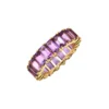 925 Sterling Silver Purple Amethyst Emerald Cut Eternity Band - Image 5