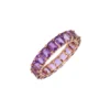 925 Sterling Silver Purple Amethyst Emerald Cut Eternity Band - Image 6