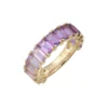 925 Sterling Silver Purple Ombre Emerald Cut Amethyst 3/4 Band