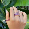 925 Sterling Silver Purple Ombre Emerald Cut Amethyst 3/4 Band - Image 2