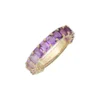 925 Sterling Silver Purple Ombre Emerald Cut Amethyst 3/4 Band - Image 3