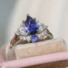Purple sapphire engagement ring set in 925 sterling silver