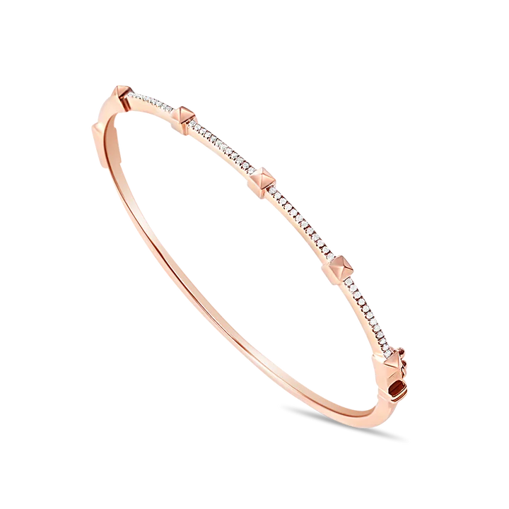 925 Sterling Silver Pyramid Diamond Stud Bangle