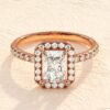 925 Sterling Silver Radiant Cut Halo Ring 4ct Diamond Engagement Ring - Image 2
