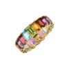 925 Sterling Silver Rainbow Emerald Cut Eternity Band