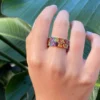925 Sterling Silver Rainbow Emerald Cut Eternity Band - Image 4
