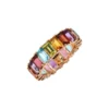 925 Sterling Silver Rainbow Emerald Cut Eternity Band - Image 8