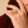925 Sterling Silver Rainbow Moonstone Sunflower Ring - Image 5