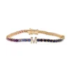 Rainbow sterling silver tennis bracelet with personalised diamond letters