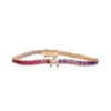 925 sterling silver bracelet with thick gold plating and rainbow stones
