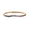 Rainbow-inspired sterling silver bracelet with 0.07 ct diamond letters