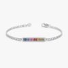 925 Sterling Silver Rainbow Sapphire Cuban Chain Bar Bracelet - Image 2