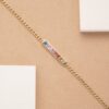 925 Sterling Silver Rainbow Sapphire Cuban Chain Bar Bracelet - Image 4