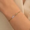 925 Sterling Silver Rainbow Sapphire Cuban Chain Bar Bracelet - Image 5