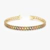 Rainbow sapphire Cuban chain bracelet in 925 sterling silver