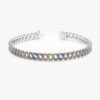 Gold-plated Cuban chain bracelet with rainbow sapphire look