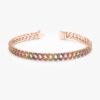 Rainbow sapphire bracelet in a sleek Cuban chain silhouette