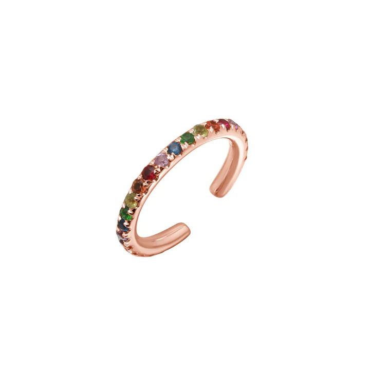 925 Sterling Silver Rainbow Sapphire Ear Cuff