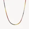 925 Sterling Silver Rainbow sapphire tennis necklace