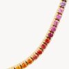 925 Sterling Silver Rainbow sapphire tennis necklace - Image 3