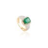 925 Sterling Silver Rare Emerald Diamond Solitaire Ring - Image 3