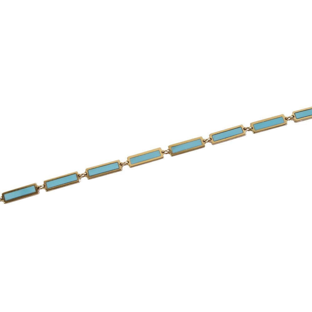 925 Sterling Silver Rectangle Turquoise Bracelet