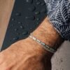 Turquoise stone bracelet with a clean rectangular design