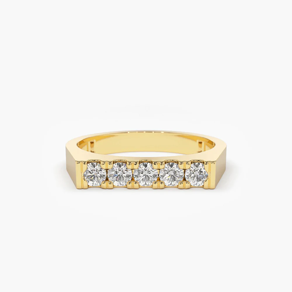 925 Sterling Silver Rectangular Diamond Pinky Ring