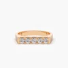 Sleek rectangular ring with pave-set diamond accents