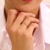 Gold-plated 925 sterling silver stacking ring with narrow band
