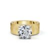 925 Sterling Silver engagement ring with ribbed band and centre stone