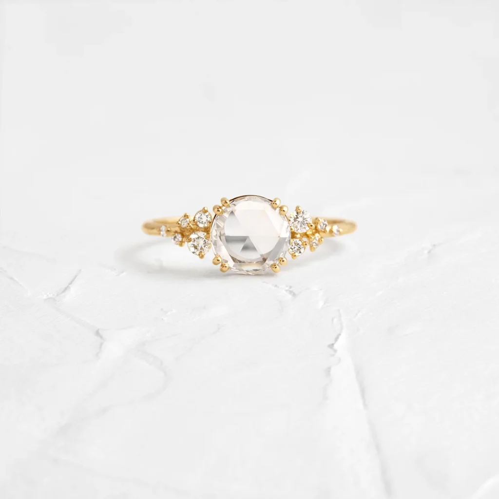 925 Sterling Silver Rose Cut Diamond Ring