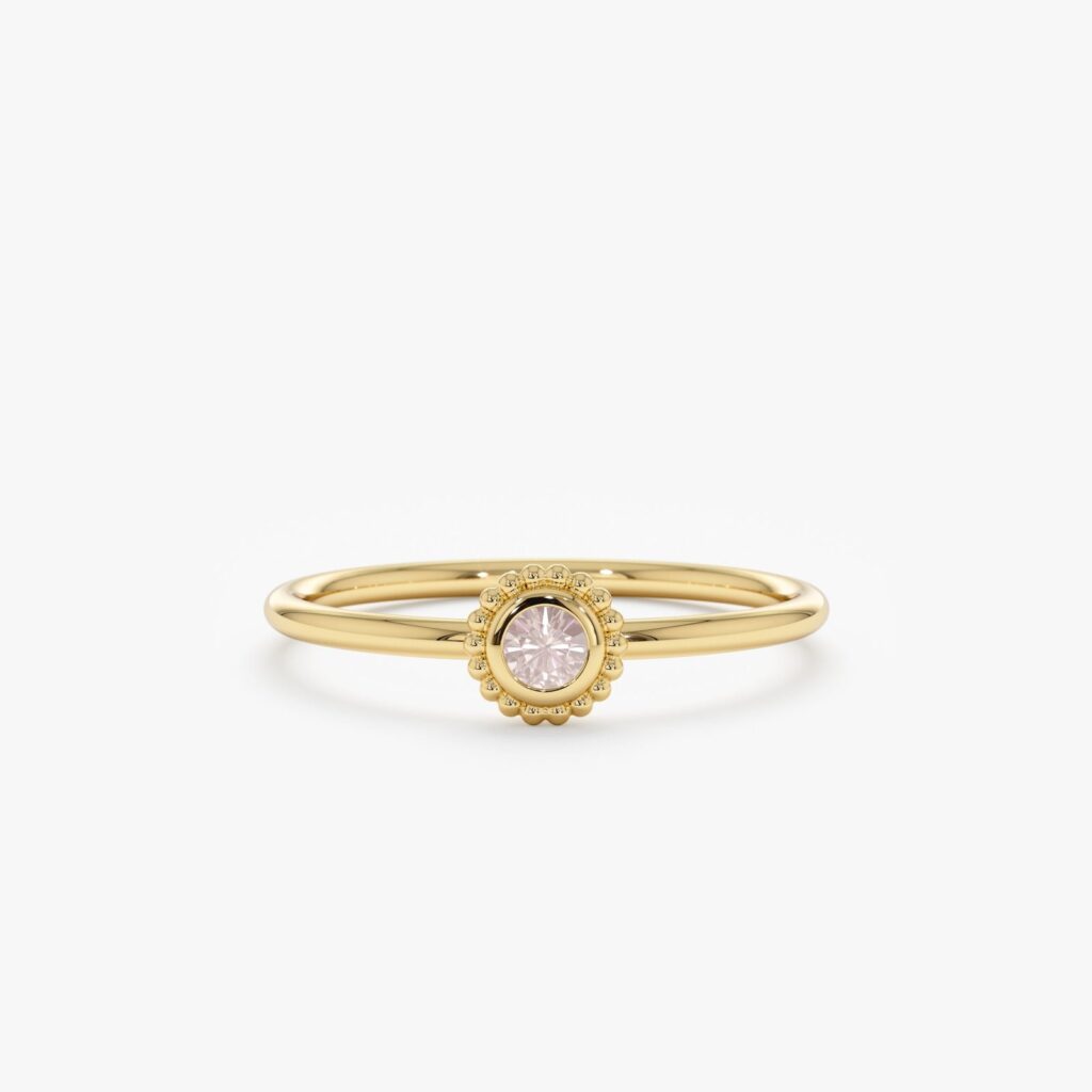 925 Sterling Silver Rose Quartz Art Deco Ring