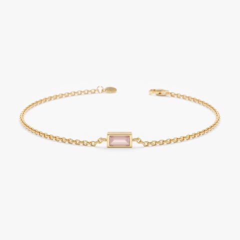 925 Sterling Silver Rose Quartz Birthstone Bracelet