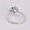 925 Sterling Silver Round Blue Sapphire Diamond Ring Set - Image 2