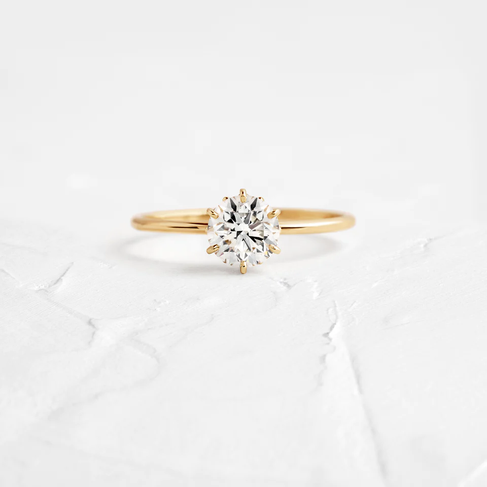 925 Sterling Silver Round Brilliant Diamond Engagement Ring