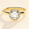 Halo solitaire engagement ring with round 2 ct centre stone